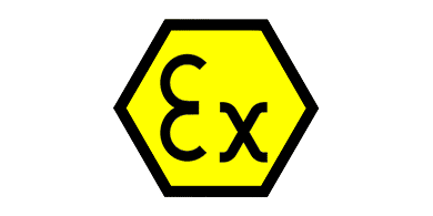 Atex Logo, gelbes Sechseck